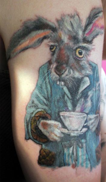 march-hare-tattoo-design-mad-as-saying-alice-in-wonderland-tea-party-crazy-dressing-gown-humor