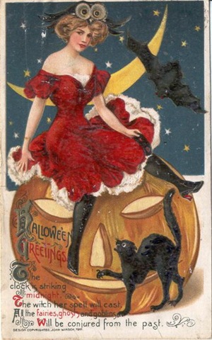 vintage-halloween-sexy-woman-pumpkin-black-cat-bat-card